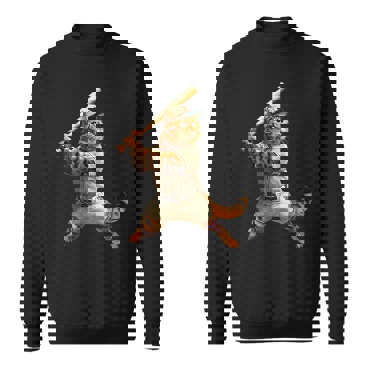 猫 面白いtシャツ 野球 ネコ ベースボール おもしろ 服 ネタ メンズ 野球部 おもしろグッズ 大人 子供 スウェットシャツ