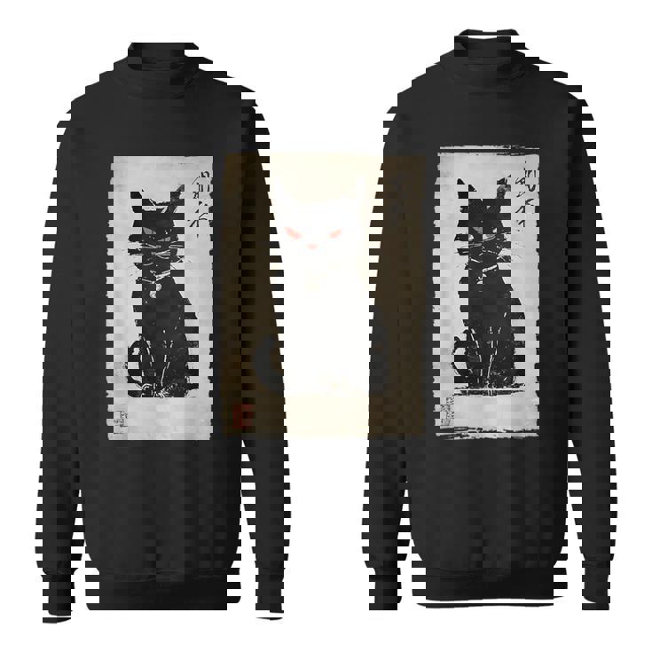 猫 鬼 ハロウィン 日本 ミニマリスト 墨絵 浮世絵風 スウェットシャツ