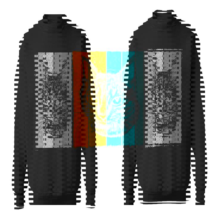 猫、レトロ スウェットシャツ