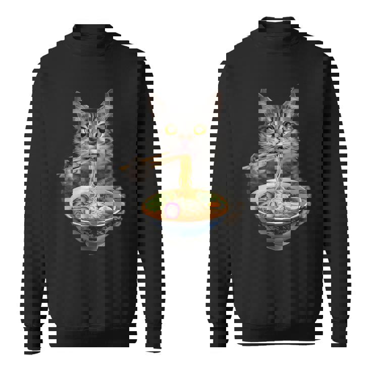 猫がラーメンを食べる リアル スウェットシャツ
