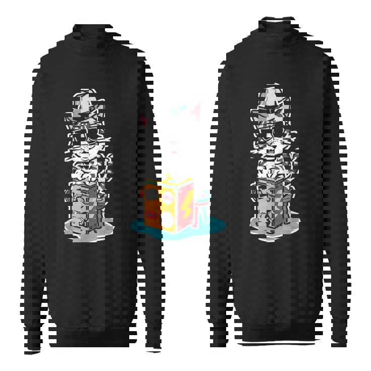 猫が奏でるカホン楽器 スウェットシャツ