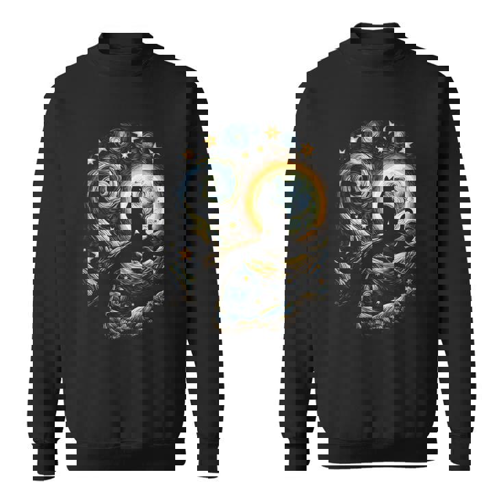 猫の星月夜 猫ヴァン・ゴッホ キャットアート キッズメンズ面白い猫 猫 スウェットシャツ