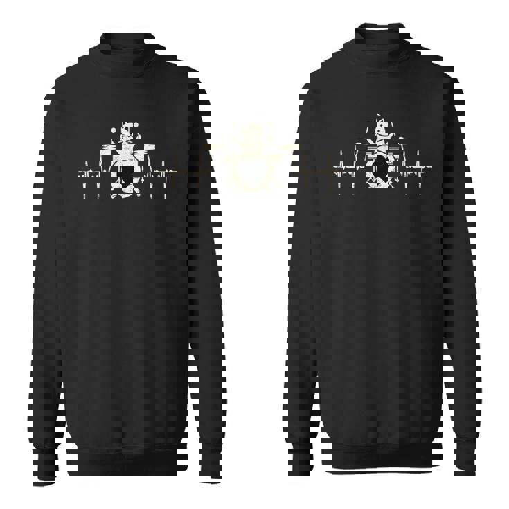 猫ドラム グラフィック 面白い ドラマー 猫 演奏 ドラム スウェットシャツ