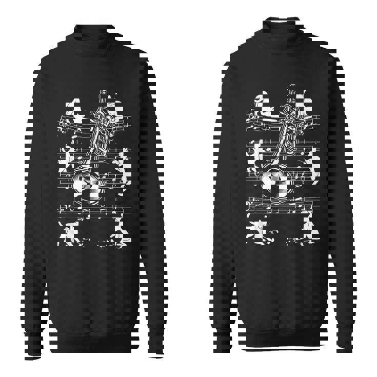 猫好きのトランペット奏者のためのトランペット猫 スウェットシャツ