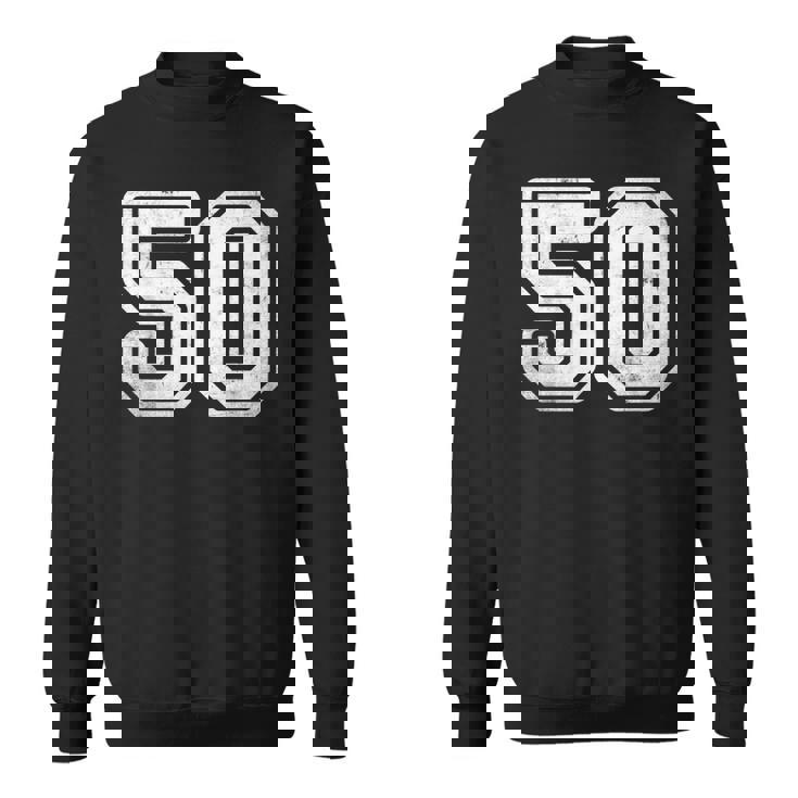 番号 50 ホワイト スポーツ ディストレスト番号 スウェットシャツ