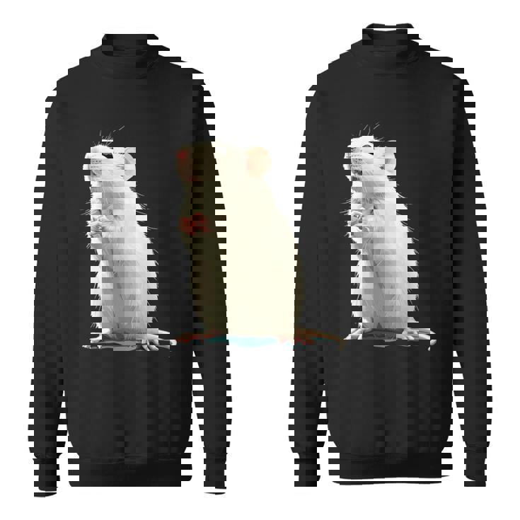 白いネズミが好きな人のための面白い見た目の白いネズミ スウェットシャツ