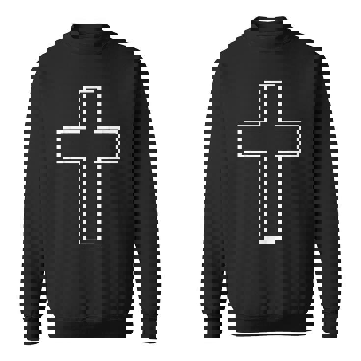 白い十字の記号の輪郭の服の設計聖十字架 スウェットシャツ