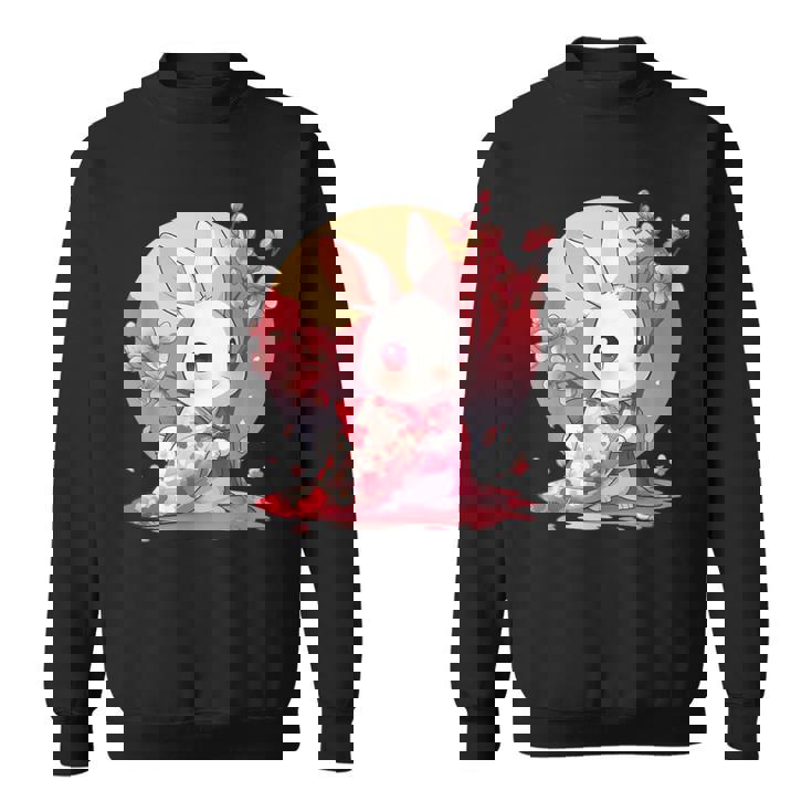 白うさぎの春のさくらアドベンチャー スウェットシャツ