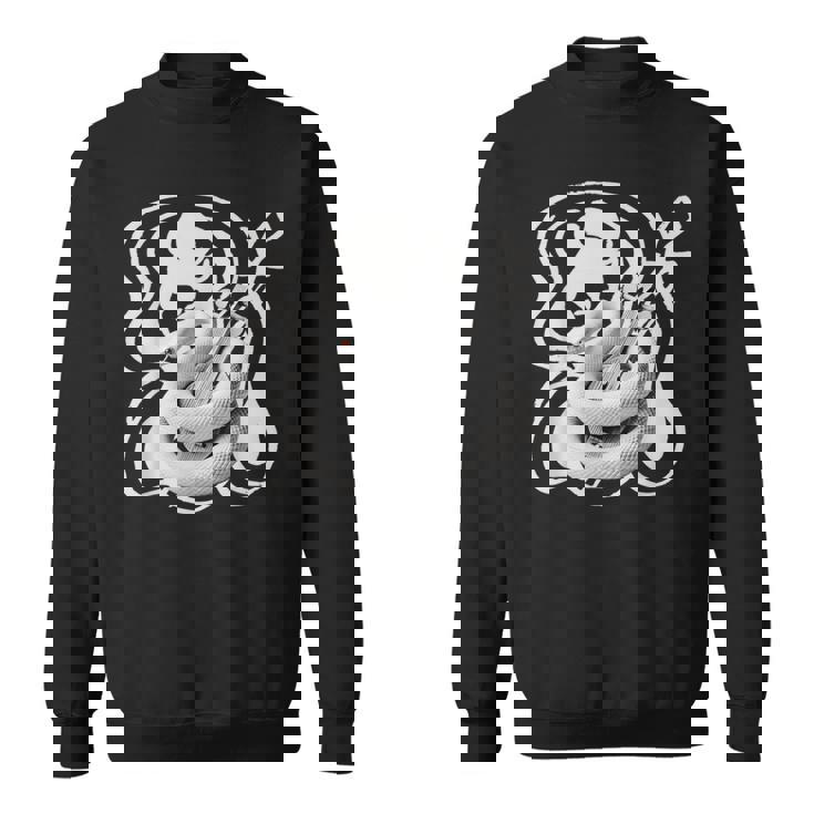 白蛇と弁財天 和風神秘デザイン 蛇と楽器モチーフ スウェットシャツ