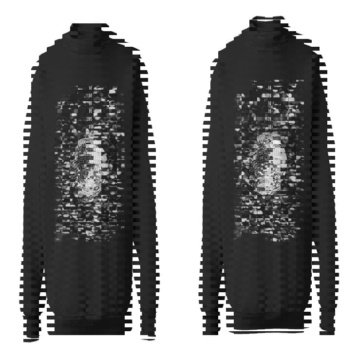 白黒ディスコボール クラブ レトロ スウェットシャツ