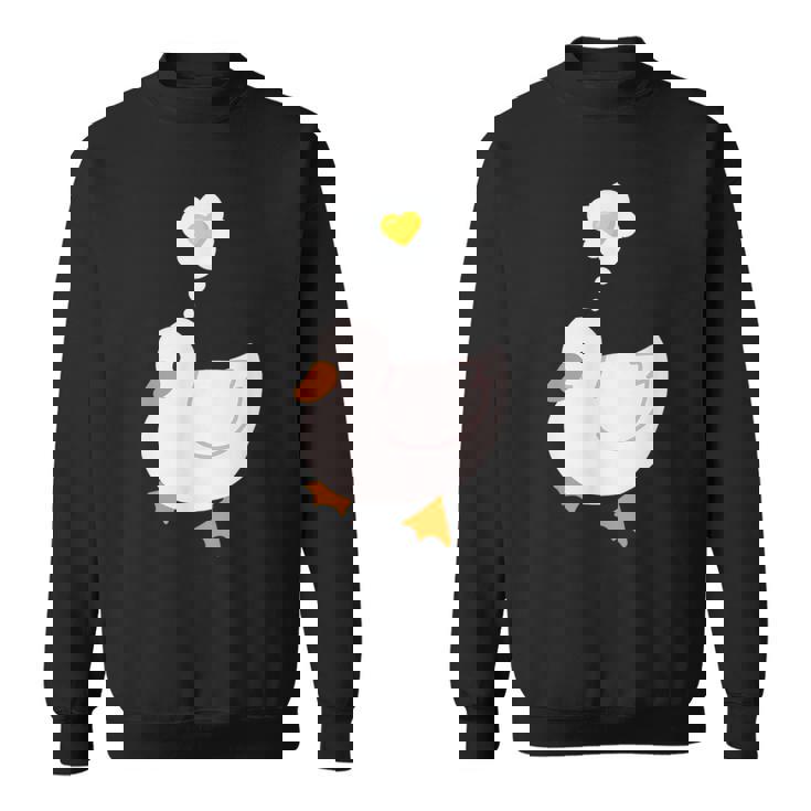 目玉焼きのハートがかわいいアヒル好きのデザイン。 スウェットシャツ