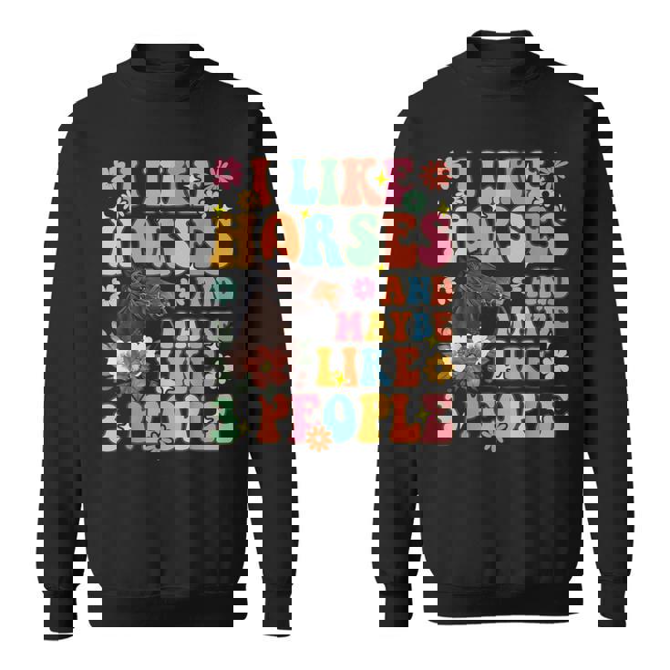 私は馬と3人が好きグルーヴィーな乗馬乗馬ライダー スウェットシャツ