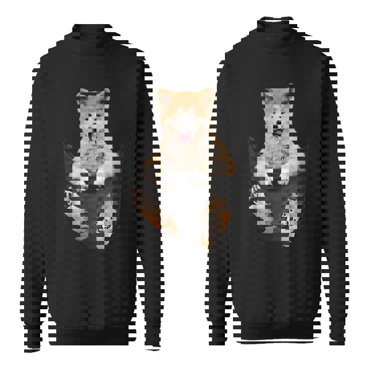 秋田愛好家のためのポケットの中の面白い秋田犬 スウェットシャツ