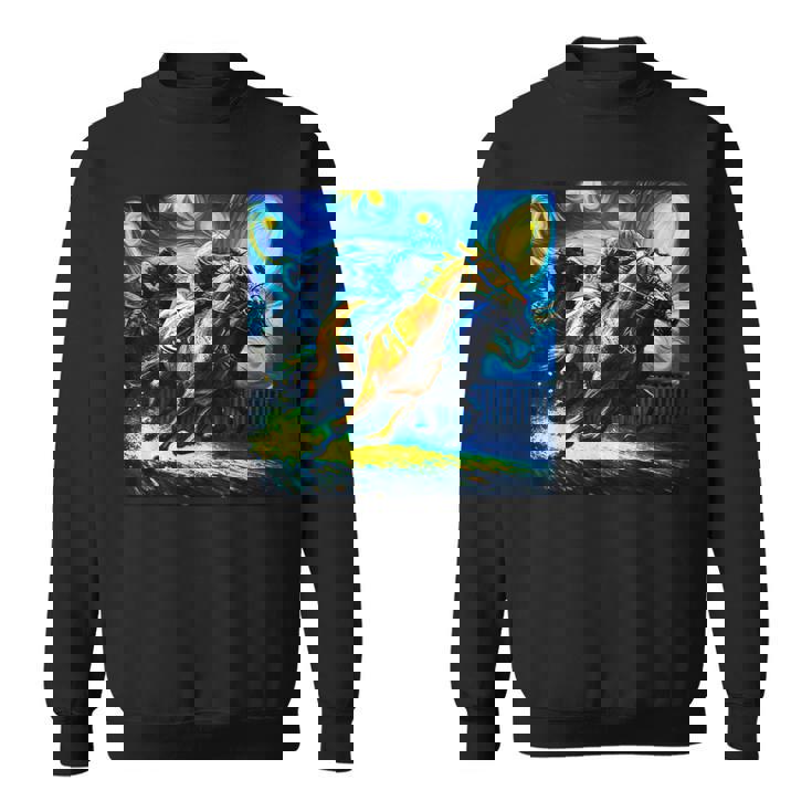 競馬 馬tシャツ おもしろ ウマ レース 馬 乗馬 競馬 面白いtシャツ メンズ グッズ ネタ 大人 男性 ゴッホ スウェットシャツ