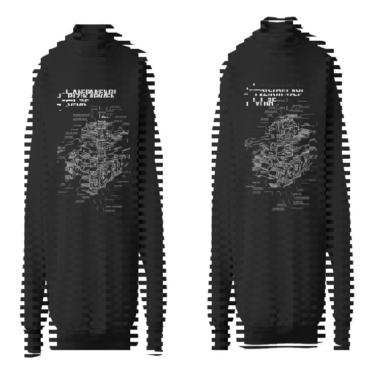 第二次世界大戦ドイツ戦車タイガーiの設計図 スウェットシャツ