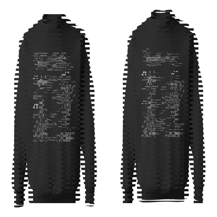 米ジェット戦闘機f14トムキャットの設計図 スウェットシャツ