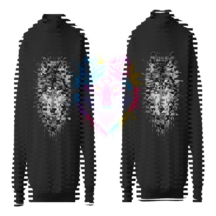 素晴らしいオオカミの頭の色彩。 スウェットシャツ
