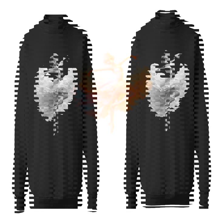 美しいバレリーナガール ダンシングバレエ水彩画 スウェットシャツ