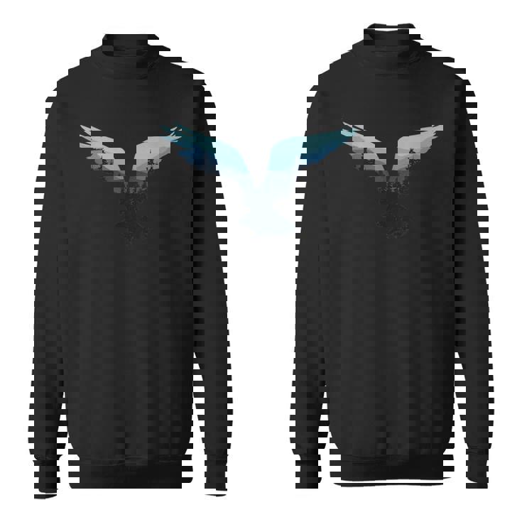 美しいフライングイーグル夜空の森の鳥のシルエット スウェットシャツ