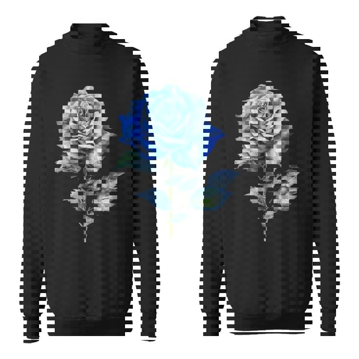 美しいブルーローズフローラルブルーフラワー スウェットシャツ