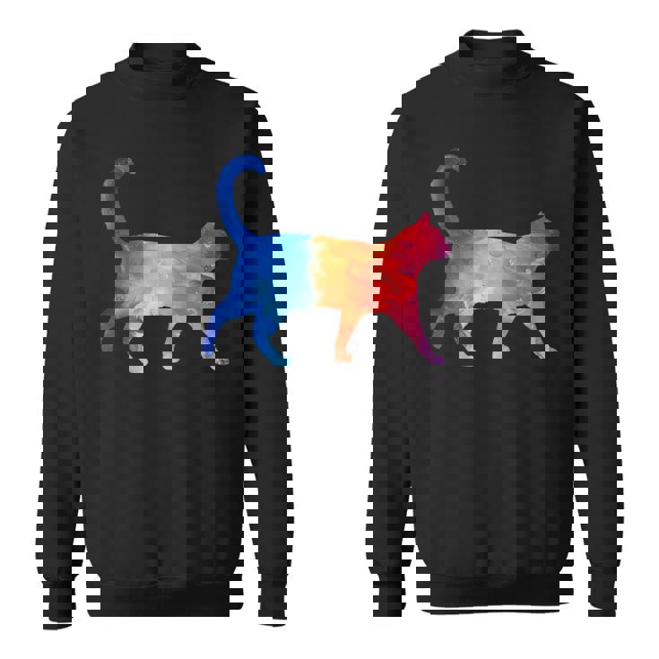 美的シルエット芸術的水彩猫 スウェットシャツ