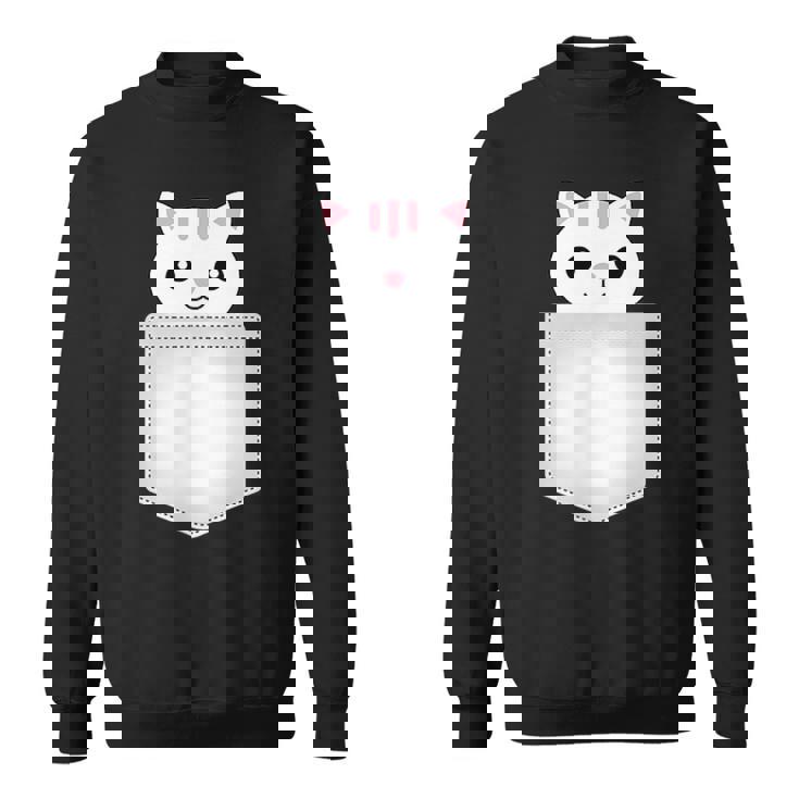 胸ポケットの猫 スウェットシャツ