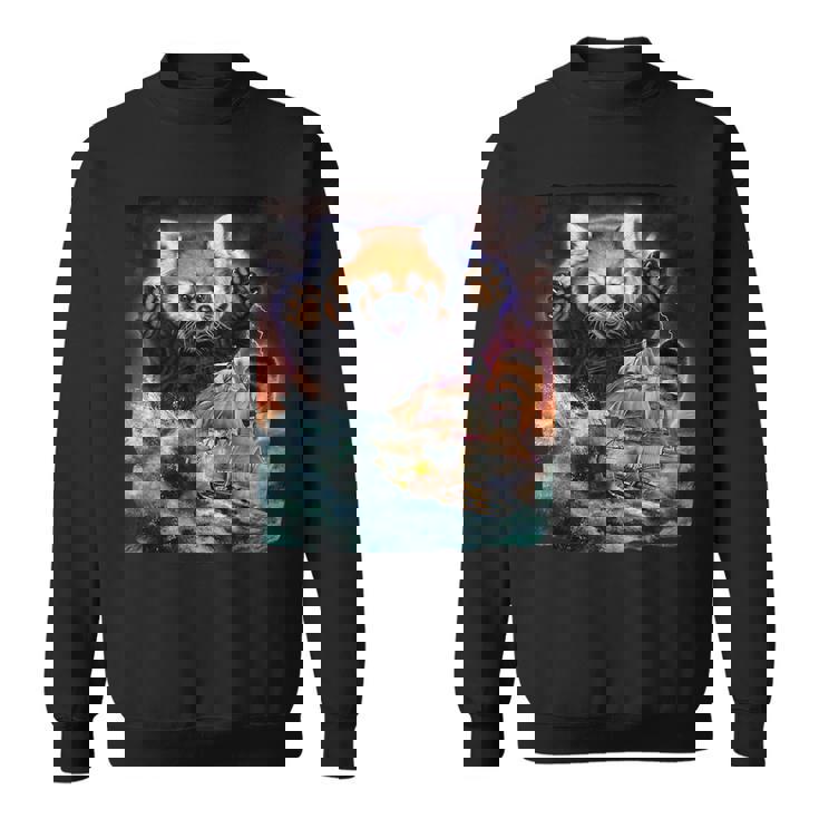 船を襲う レッサーパンダ 海 雷 嵐 スウェットシャツ