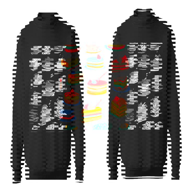 色鮮やかなケーキ柄 フーディー向け スウェットシャツ