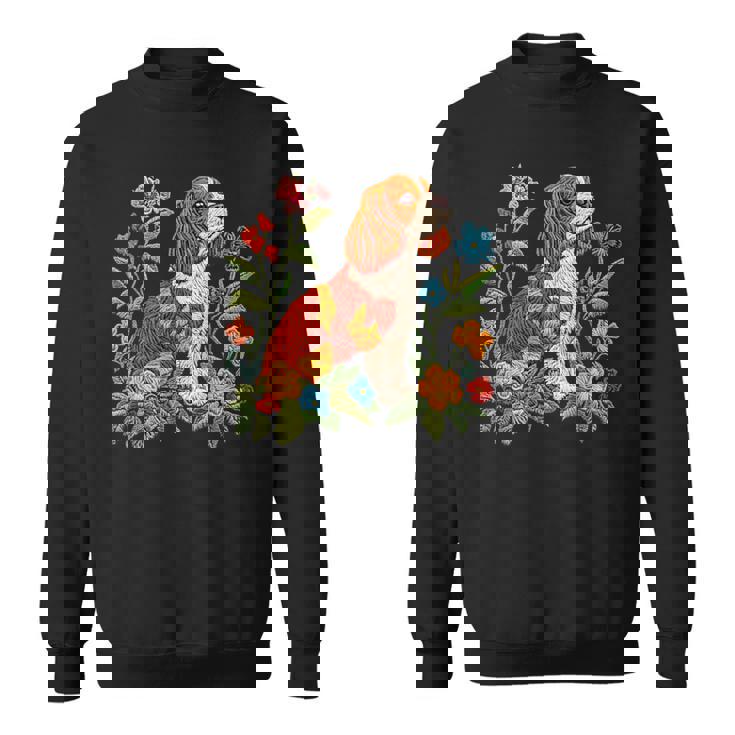 花柄 キャバリア王 チャールズ スパニエル キュート ママ 母の日 スウェットシャツ