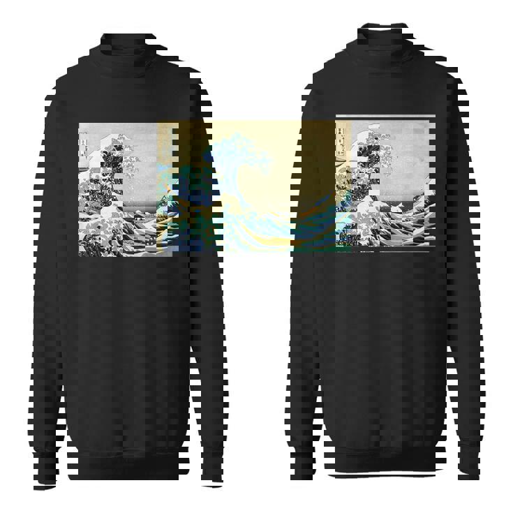 葛飾 北斎 神奈川沖浪裏 有名なヴィンテージアート スタイリッシュ スウェットシャツ