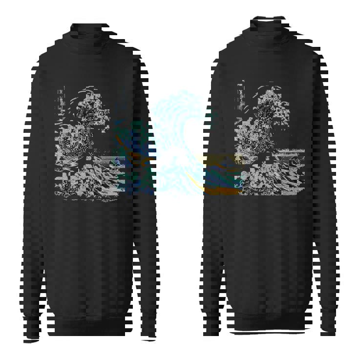 葛飾 北斎 神奈川沖浪裏 有名なヴィンテージアート スタイリッシュ Great Wave Hokusaitylish スウェットシャツ