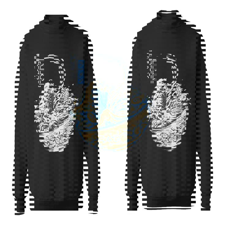 葛飾 北斎 神奈川沖浪裏 有名なヴィンテージアート ラーメン好き ラーメンオタク ラーメン 面白い ネタ ごはん 飯 麺 スウェットシャツ