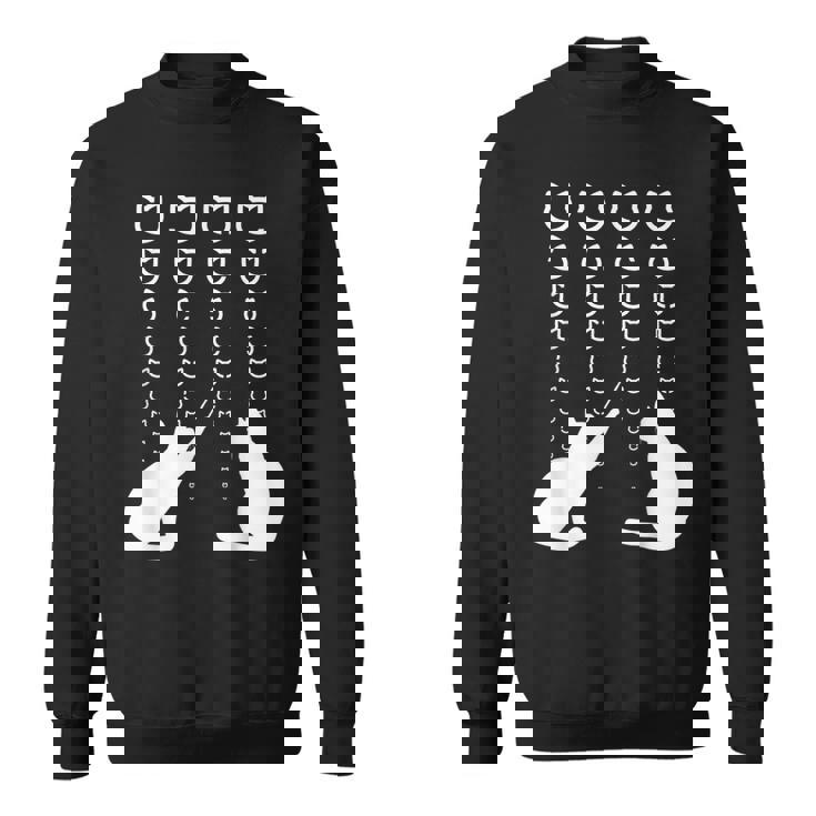 視力検査 猫の視力検査 おもしろ ネコ ねこ動物 シルエット モノトーン 白黒 黒猫 猫好き 猫の飼い主 スウェットシャツ