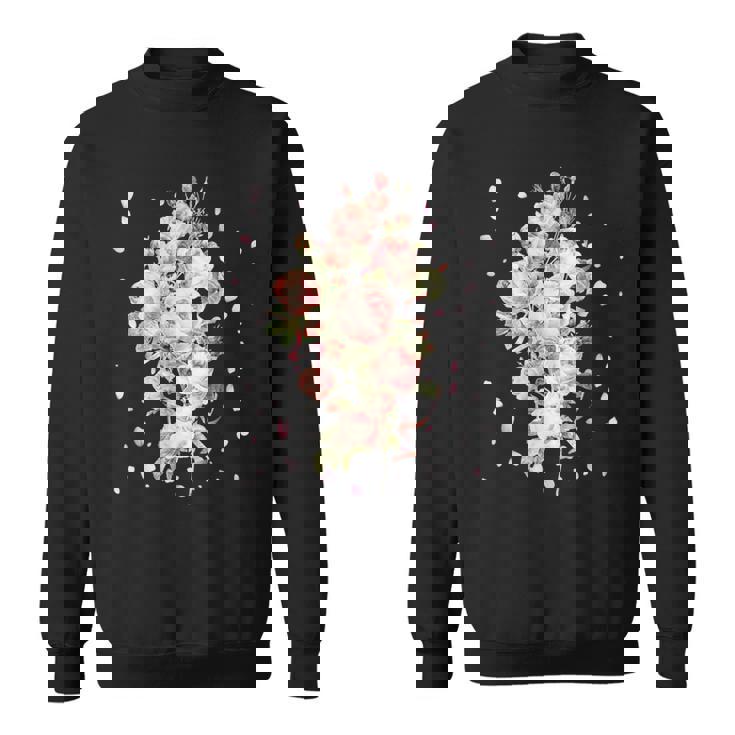 言葉、愛、幸福、平和のピンクのバラの花束 スウェットシャツ