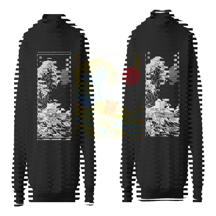 豚 神奈川 波 おもしろ サーフ 動物 スウェットシャツ