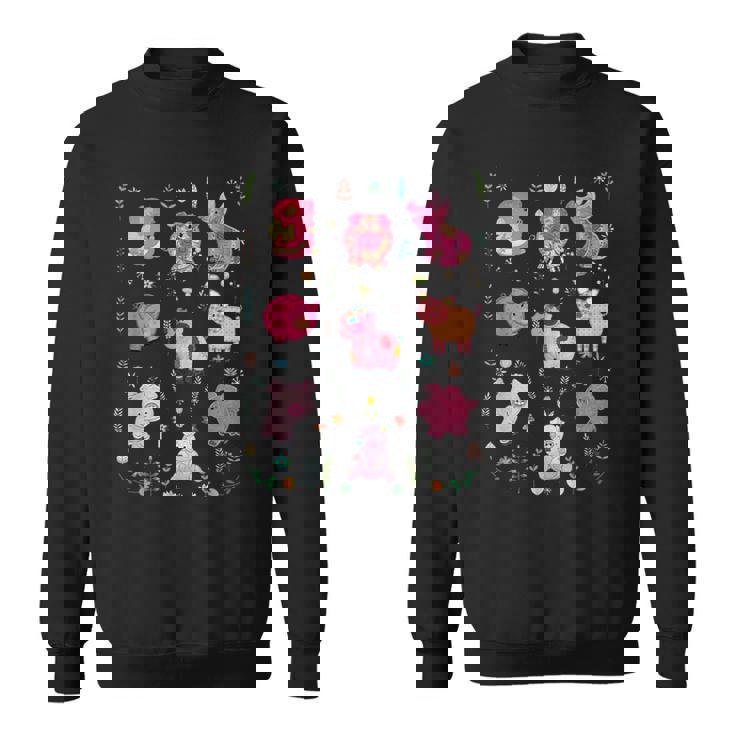 豚のかわいい刺しゅう 豚の恋人 スウェットシャツ