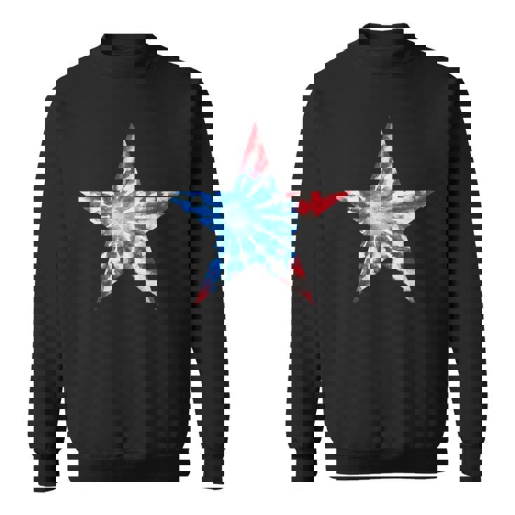 赤白と青 タイダイ 星 スウェットシャツ