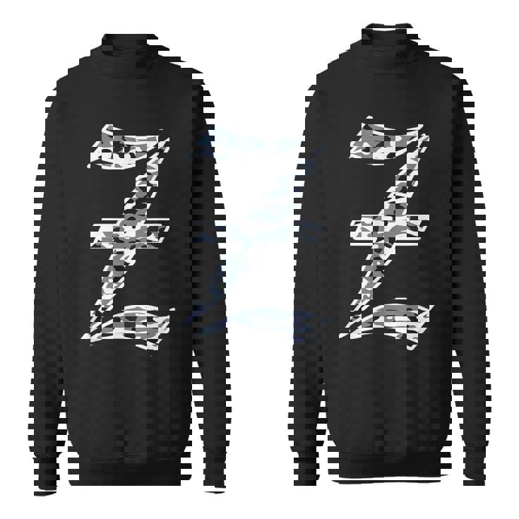 迷彩 アルファベット Z 古英語 大 カリグラフィー 文字 スウェットシャツ