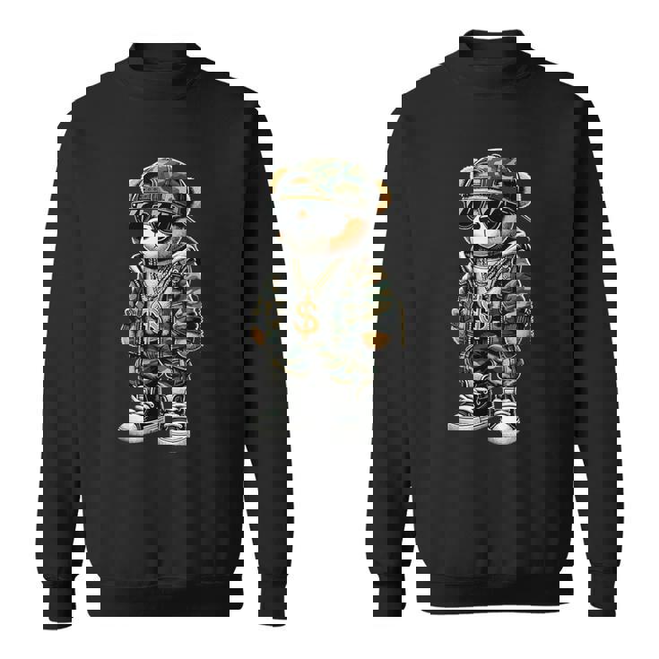 迷彩 ヒップホップ テディベア 迷彩 スウェットシャツ