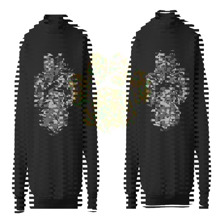 迷彩犬の足跡プリント アーミー犬 父親 スウェットシャツ