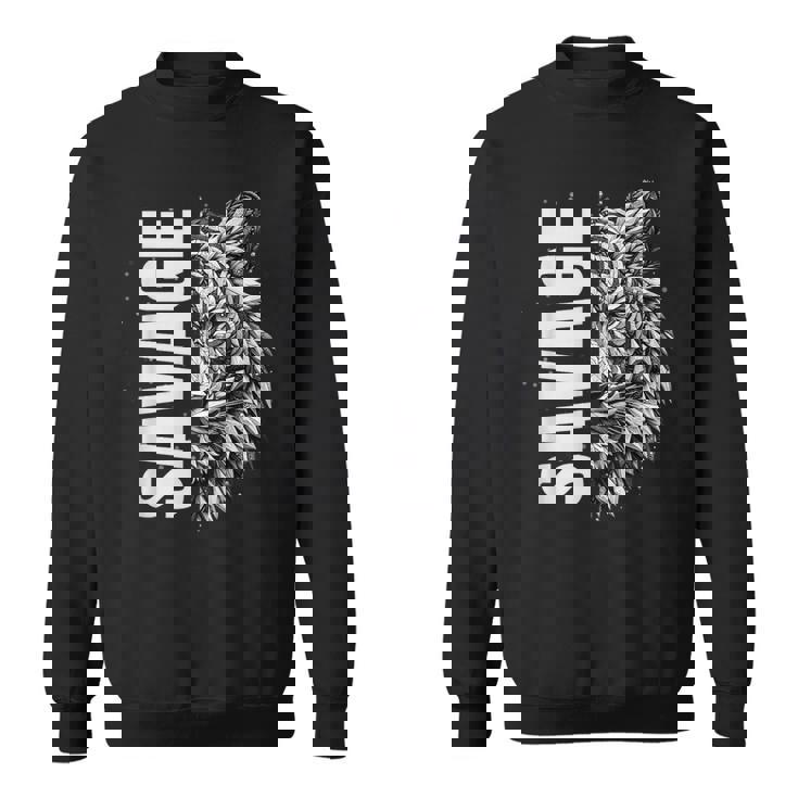 野蛮な虎 野生動物 遊び心のあるグラフィックプリント スウェットシャツ