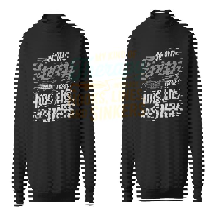 釣り My Kind Of Therapy フック ライン シンカー おもしろいことわざ スウェットシャツ