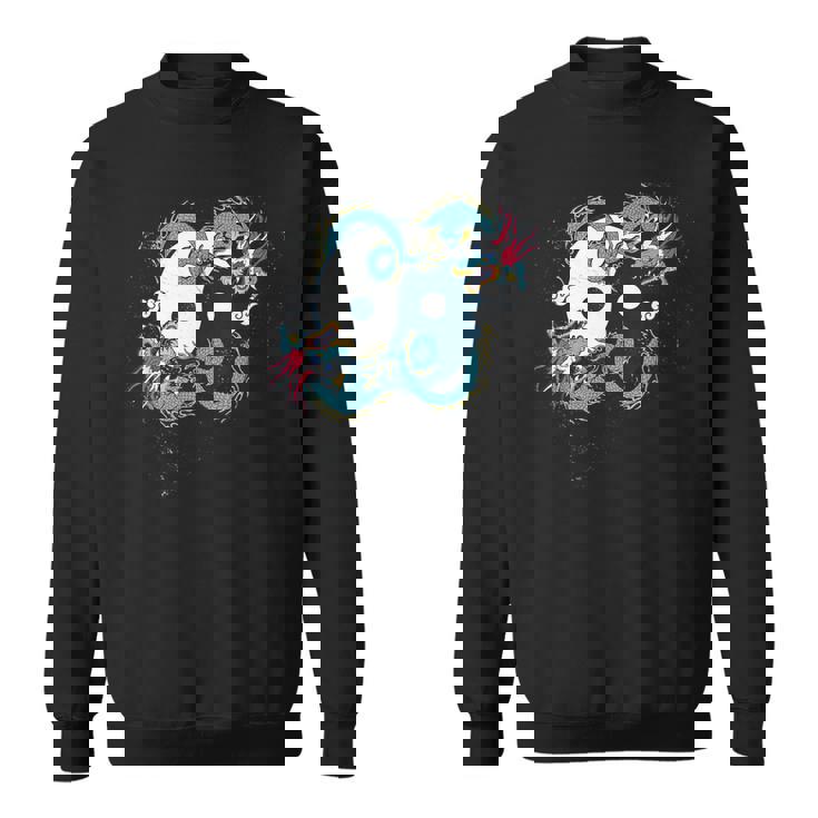 陰陽 太極竜デザイン 瞑想用 太極拳 スウェットシャツ