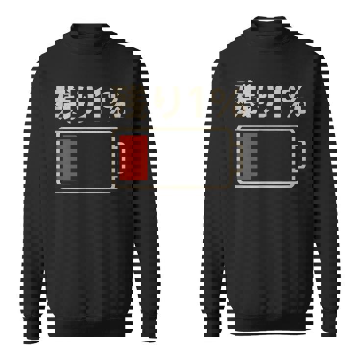 電池【残り1】バッテリー 電池切れ おもしろ 面白い ギャグ ネタ ウケ狙い 笑える ユーモア お笑い 個性的な スウェットシャツ