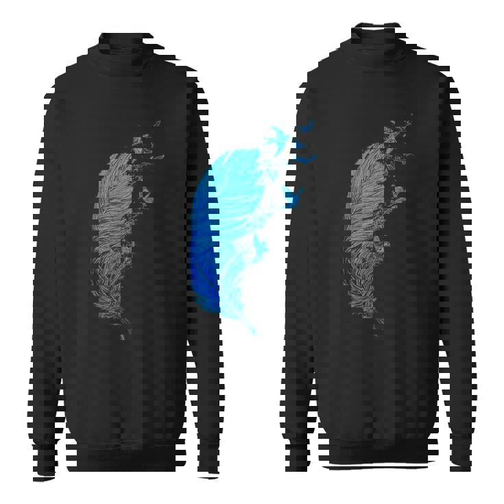 青い羽と鳥が飛んでいる青い羽 キュートでスタイリッシュ スウェットシャツ