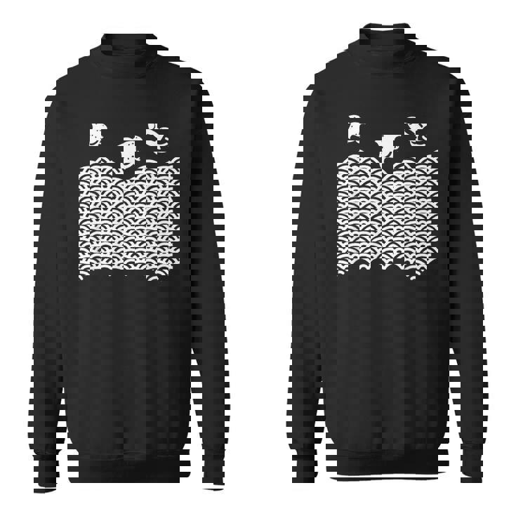 青海波文様 浜千鳥 ロケット 日本の夏 和柄 波 海 ビーチ 鳥 おもしろ 幾何学模様 伝統柄 オリジナル スウェットシャツ