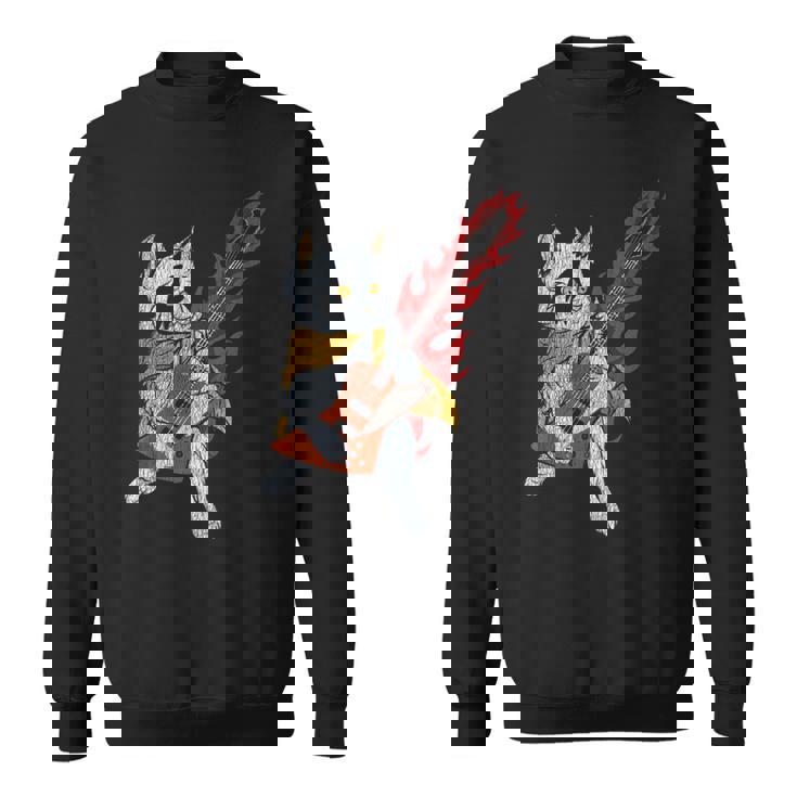 面白い ベースシスト 猫 ギフト ファイヤー 楽器 ベース ギター スウェットシャツ