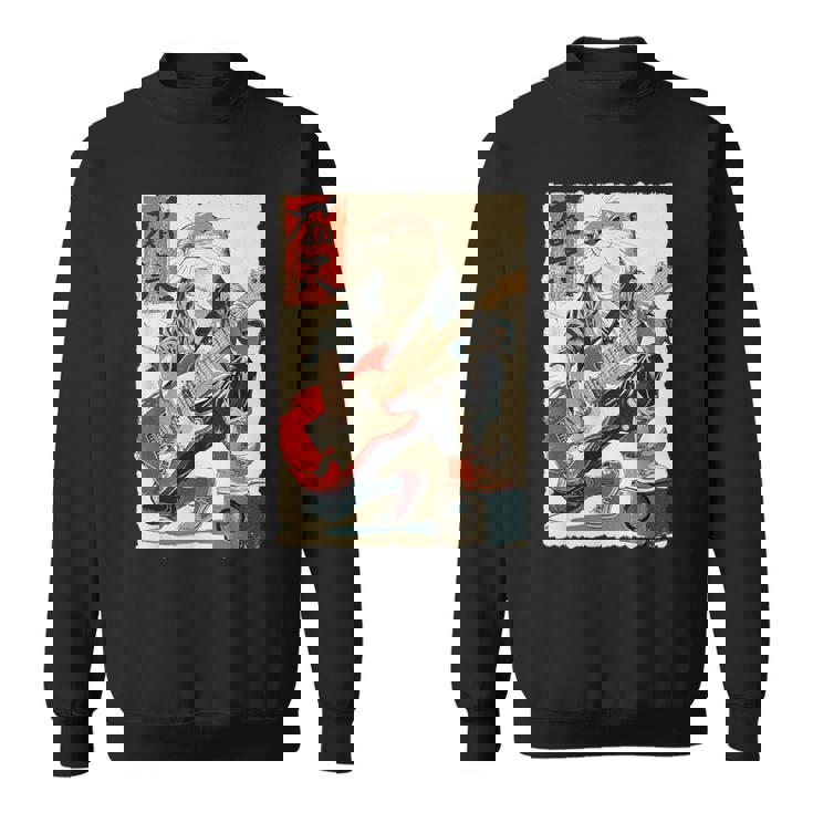 面白い 漫画 アニメ 日本美術 カワウソ ギターを弾く ロック スウェットシャツ