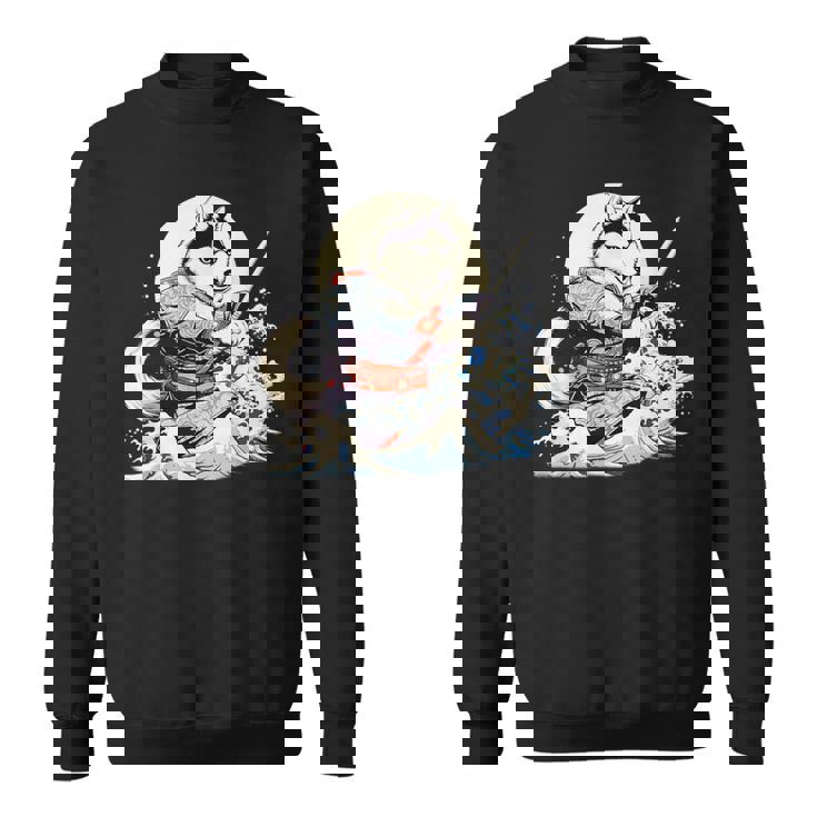 面白いtシャツ シベリアンハスキー 浮世絵 イヌ わんこ メンズ 犬好き グッズ おもしろ 面白い 服 ネタ スウェットシャツ