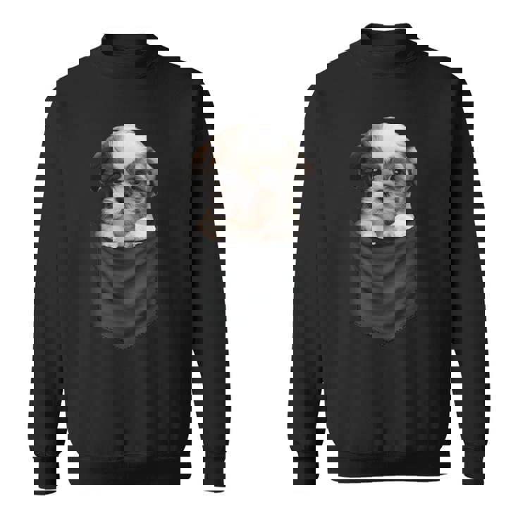 面白いtシャツ シーズー ポケット イヌ わんこ メンズ 犬好き グッズ おもしろ 面白い 服 ネタ スウェットシャツ